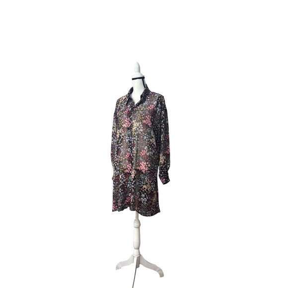 Topshop Floral Patterned Longline Sheer Tunic Dress, US Size 12-no underslip - Picture 12 of 13